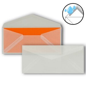 50 Brief-Umschläge Transparent DIN Lang - 110 x 220 mm (11 x 22 cm) - Nassklebung ohne Fenster - Ideal für Einladungs-Karten - Serie FarbenFroh