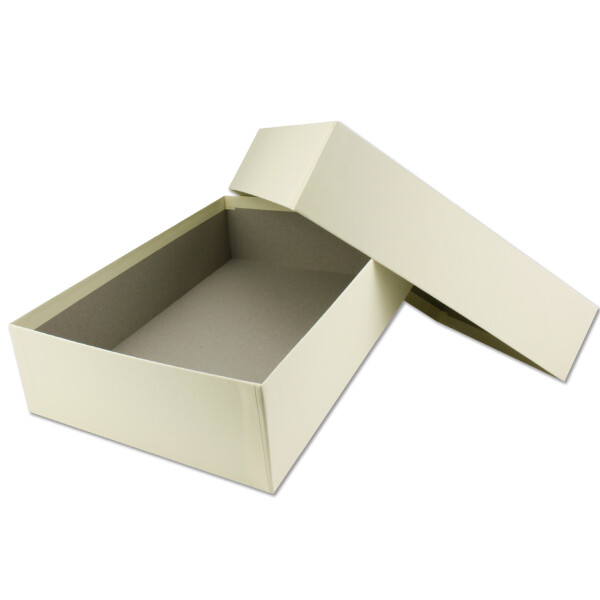 Hochwertige Aufbewahrungs- und Geschenkboxen - 2 Stück - DIN A4 - Vanille (Creme) bezogen - 302 x 213 x 70 mm