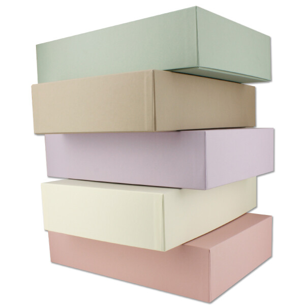 Hochwertige Aufbewahrungs- und Geschenkboxen - 15 Stück - DIN A4 - Pastell-Farben bezogen - 302 x 213 x 70 mm