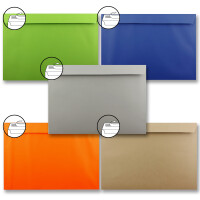 10x große XXL Briefumschläge DIN C4 in Farbenmix 1 - 22,9 x 32,4 cm - Haftklebung ohne Fenster - Versandtasche für DIN A4 geeignet