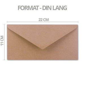 100x Kraftpapier-Umschläge DIN Lang - Rosa - Nassklebung 11 x 22 cm - Brief-Umschläge aus Recycling-Papier - Vintage Kuverts von NEUSER PAPIER