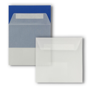 25x Quadratische Brief-Umschläge ohne Fenster in Transparent Weiß - 15,5 x 15,5 cm - Haftklebung - Für Hochzeits-Karten, Einladungskarten und mehr - Serie FarbenFroh