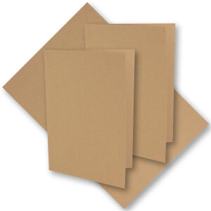 25x braune Vintage Faltkarten aus Kraftpapier 120 x 169 mm - B6 - sandbraun - Recycling - 300 g/m² blanko Klapp-Karten - NEUSER PAPIER