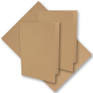 75x braune Vintage Faltkarten aus Kraftpapier 120 x 169 mm - B6 - sandbraun - Recycling - 240 g/m² blanko Klapp-Karten - UmWelt by GUSTAV NEUSER