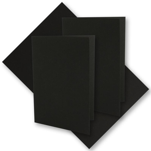 500x schwarze Vintage Faltkarten aus Kraftpapier 120 x 169 mm - B6 - Schwarz - Recycling - 240 g/m² blanko Klapp-Karten - UmWelt by GUSTAV NEUSER