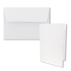 50x Faltkarten-Set DIN B6 12 x 17 cm in Hochweiß (Weiß) mit Briefumschlägen DIN B6 Haftklebung - für Einladungen und Grußkarten zum Geburtstag oder Hochzeit