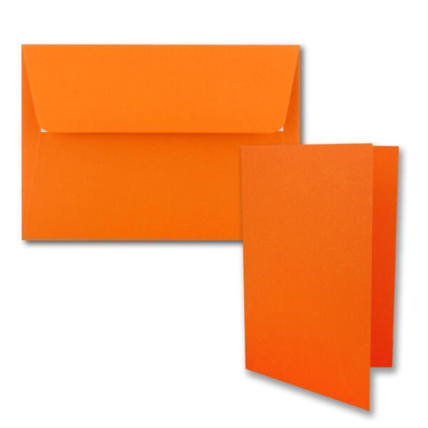 75x Faltkarten-Set DIN B6 12 x 17 cm in Orange mit Briefumschlägen DIN B6 Haftklebung - für Einladungen und Grußkarten zum Geburtstag oder Hochzeit