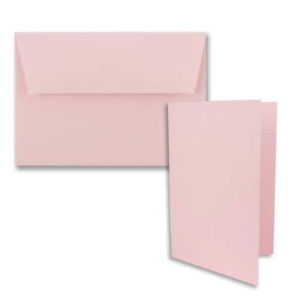 100x Faltkarten-Set DIN B6 12 x 17 cm in Rosa mit Briefumschlägen DIN B6 Haftklebung - für Einladungen und Grußkarten zum Geburtstag oder Hochzeit