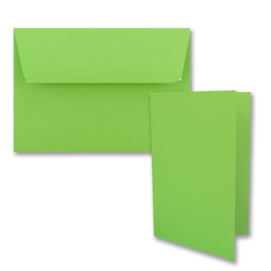 25x Faltkarten-Set DIN B6 12 x 17 cm in Hellgrün (Grün) mit Briefumschlägen DIN B6 Haftklebung - für Einladungen und Grußkarten zum Geburtstag oder Hochzeit