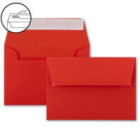 50x Faltkarten-Set DIN B6 12 x 17 cm in Rot mit Briefumschlägen DIN B6 Haftklebung - für Einladungen und Grußkarten zum Geburtstag oder Hochzeit
