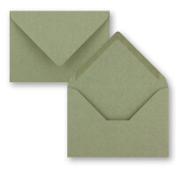 10x Vintage Kraftpapier Faltkarten SET - dunkelgrün (grün) - mit Umschlägen DIN B6 - 12 x 16,9 cm - blanko Recycling Klappkarten - GUSTAV NEUSER