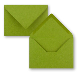 50x Vintage Kraftpapier Faltkarten SET - hellgrün (grün) - mit Umschlägen DIN B6 - 12 x 16,9 cm - blanko Recycling Klappkarten - GUSTAV NEUSER