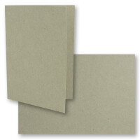 10x Vintage Kraftpapier Faltkarten SET - hellgrau (grau) - mit Umschlägen DIN B6 - 12 x 16,9 cm - blanko Recycling Klappkarten - GUSTAV NEUSER