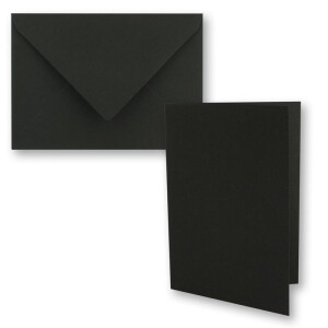 200x Vintage Kraftpapier Faltkarten SET - schwarz - mit Umschlägen DIN B6 - 12 x 16,9 cm - blanko Recycling Klappkarten - GUSTAV NEUSER