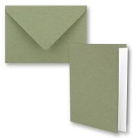 25x Vintage Kraftpapier Faltkarten SET - dunkelgrün (grün) - mit Umschlägen und Einlegern DIN B6 - 12 x 16,9 cm - blanko Recycling Klappkarten - GUSTAV NEUSER