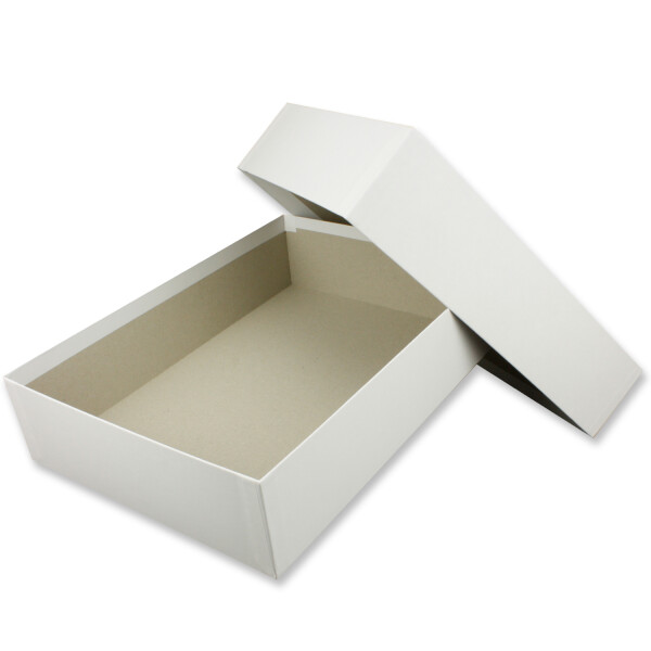 Hochwertige Aufbewahrungs- und Geschenkboxen - 96 Stück - DIN A4 - Weiß bezogen - 302 x 213 x 70 mm