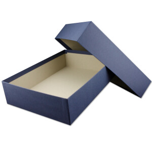 Hochwertige Aufbewahrungs- und Geschenkboxen - 24 Stück - DIN A4 - Dunkelblau (Blau) bezogen - 302 x 213 x 70 mm
