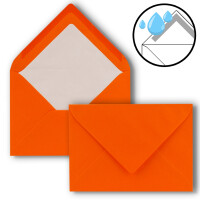 25 x Kartenpaket mit gefütterten Brief-Umschlägen und Einleger - gerippt - DIN A6/C6 - Orange - 10,5 x 14,8 cm - Nassklebung - NEUSER PAPIER