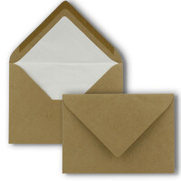 50 x Kartenpaket mit gefütterten Brief-Umschlägen und Einleger - DIN A6/C6 - Kraft - 10,5 x 14,8 cm - Nassklebung - NEUSER PAPIER