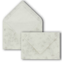 25 x Kartenpaket mit gefütterten Brief-Umschlägen und Einleger - DIN A6/C6 - Marmor - 10,5 x 14,8 cm - Nassklebung - NEUSER PAPIER