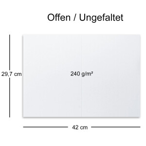 50x große DIN A4 Klappkarte in Hochweiß (Weiß) - 21 x 29,7 cm - XXL Karte blanko 240 g/m² zum Basteln und Selbstgestalten - FarbenFroh