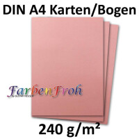 25 DIN A4 Papier-bögen Planobogen - Altrosa (Rosa) - 240 g/m² - 21 x 29,7 cm - Bastelbogen Ton-Papier Fotokarton Bastel-Papier Ton-Karton - FarbenFroh