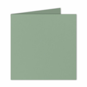 Quadratische Falt-Karten 15 x 15 cm - Eukalyptus (Grün) - 25 Stück - formstabil - für Drucker geeignet - für Grußkarten, Einladungen & mehr