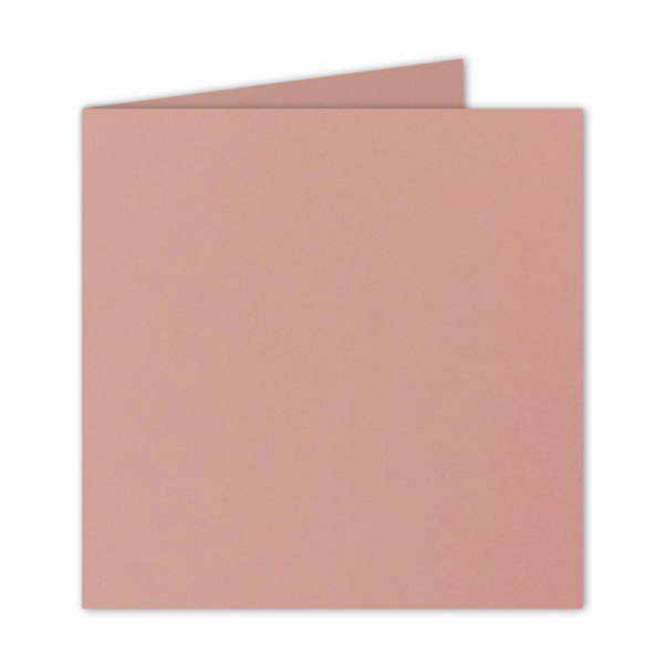 Quadratische Falt-Karten 15 x 15 cm - Altrosa (Rosa) - 50 Stück - formstabil - für Drucker geeignet - für Grußkarten, Einladungen & mehr