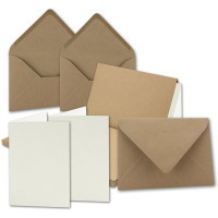 Vintage Kraftpapier Falt-Karten SET mit Umschlägen und Einlegern DIN B6 - 120 x 169 mm - braun - Recycling - blanko I UmWelt by GUSTAV NEUSER®"