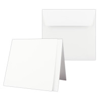Quadratisches Falt-Karten-Set mit Brief-Umschlägen & Einlege-Blätter - 15 x 15 cm - Haftklebung - Weiß/Creme - GUSTAV NEUSER®