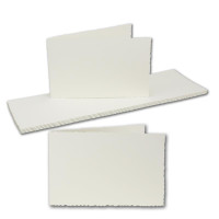 DIN A6 Falt-Karten langdoppelt mit Wellenschnitt - 300 x 100 mm - 290 g/m² - Weiß Matt