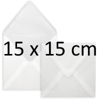 Umschlag Quadratisch Transparent Weiss - Nassklebung - 15...