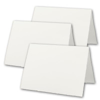 DIN A8 Mini-Vintage Falt-Karten, Büttenpapier, 5,5 x 8,5 cm - hoch-doppelt, Natur-Weiß 260 g/m² - Vellum Oberfläche