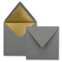 quadratischer Briefumschlag - mit Goldfutter - spitze...