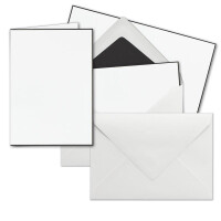 Faltkarten Set Umschläge Weiß mit schwarzem Futter