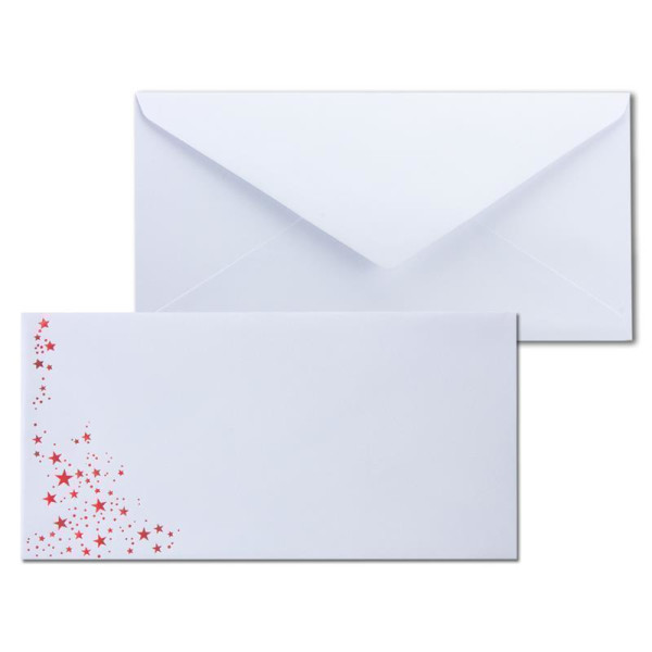 Umschlag Weiß  -  Sterne Rot