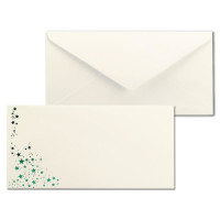 Umschlag Creme  -  Sterne Grün
