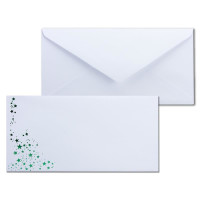 Umschlag Weiß  -  Sterne Grün