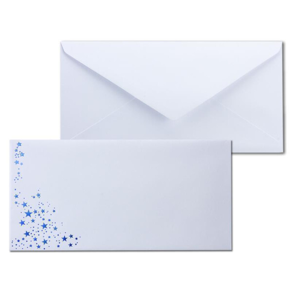 Umschlag Weiß  -  Sterne Blau