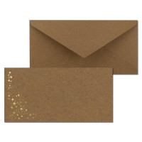 Umschlag Kraftpapier Braun - Sterne Gold - spitze Klappe