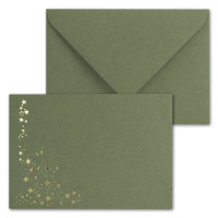 Umschlag Kraftpapier Grün  //  Sterne Gold