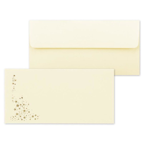 Umschlag Vanille  -  Sterne Gold