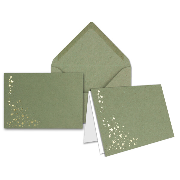 Kraftpapier Grün Sterne Gold