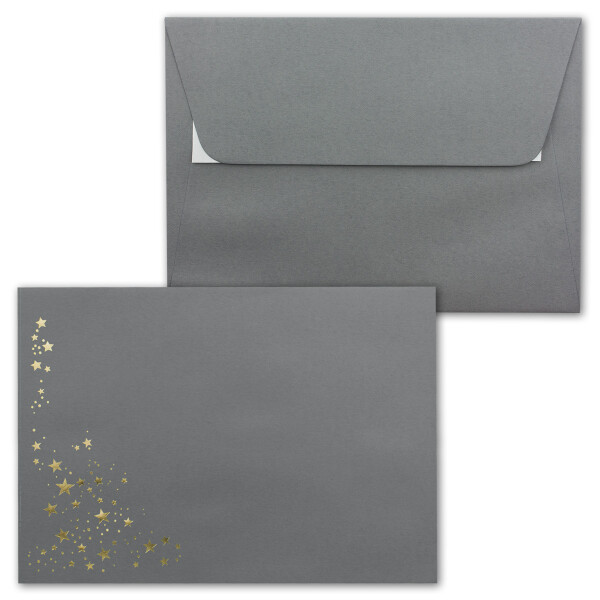 Umschlag Dunkelgrau  //  Sterne Gold