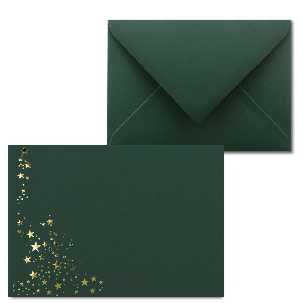 Umschlag Kieferngrün  //  Sterne Gold